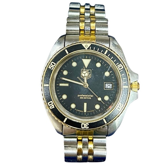 Vintage Heuer Professional 200 Meters Two-Tone Diver Watch w/ Box & Papers - Picture 2 of 9